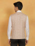 Vastramay Men's Beige Cotton Nehru Jacket